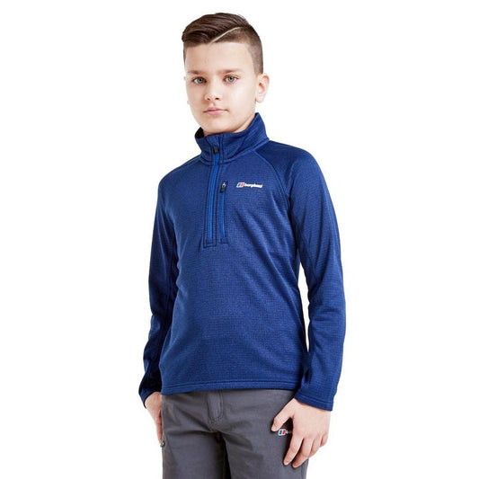 Berghaus Grid Kids' Fleece Top with Half-zip Fastening, Kids' Midlayer Fleece, Kids' Hiking & Outdoor Recreation (13 Years, Blue)