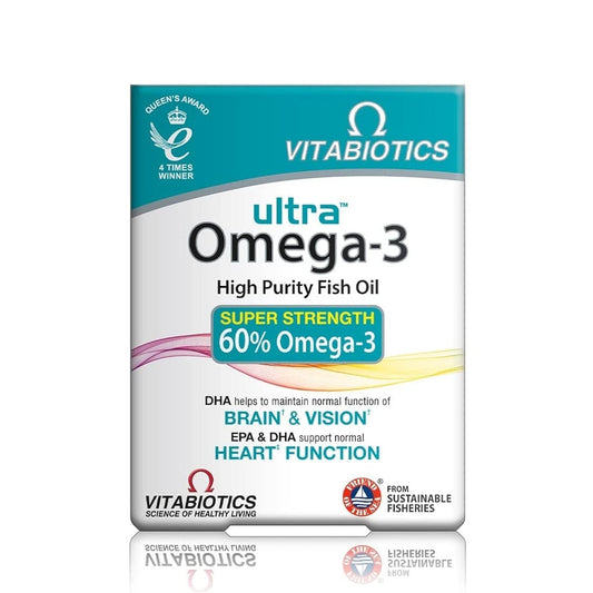 - Vitabiotics Ultra Omega-3 Fish Oils Capsules with DHA EPA Nutritional Supplements for Heart Brain and Eye Vision -