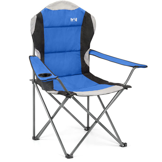 - Trail High Back Folding Camping Chair | Luxury Padded Seat | Heavy Duty Tubular Steel -