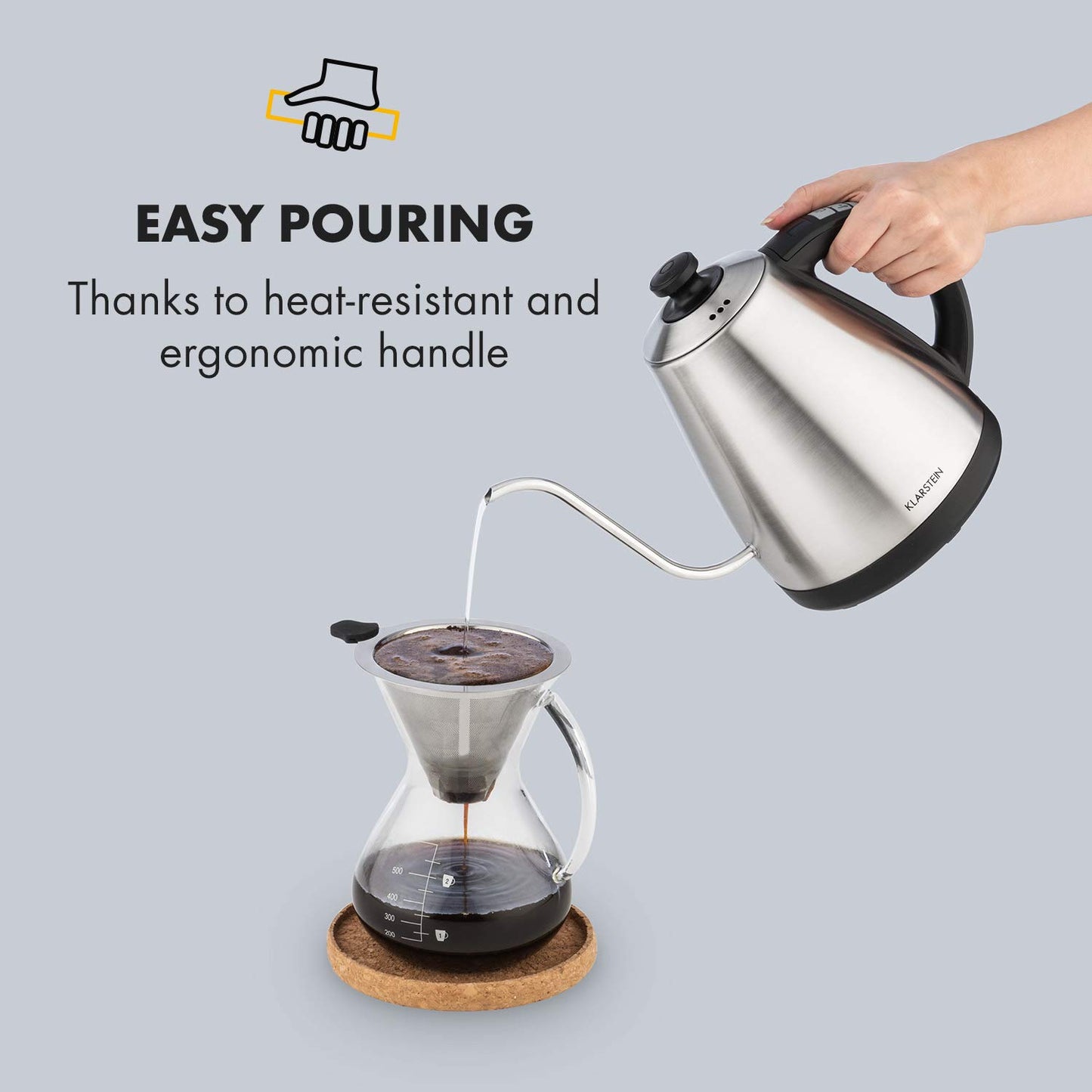 - Klarstein Garcon | Electric Kettle | Tea Maker | 1 L | 2000 Watts | Keep-Warm Function -