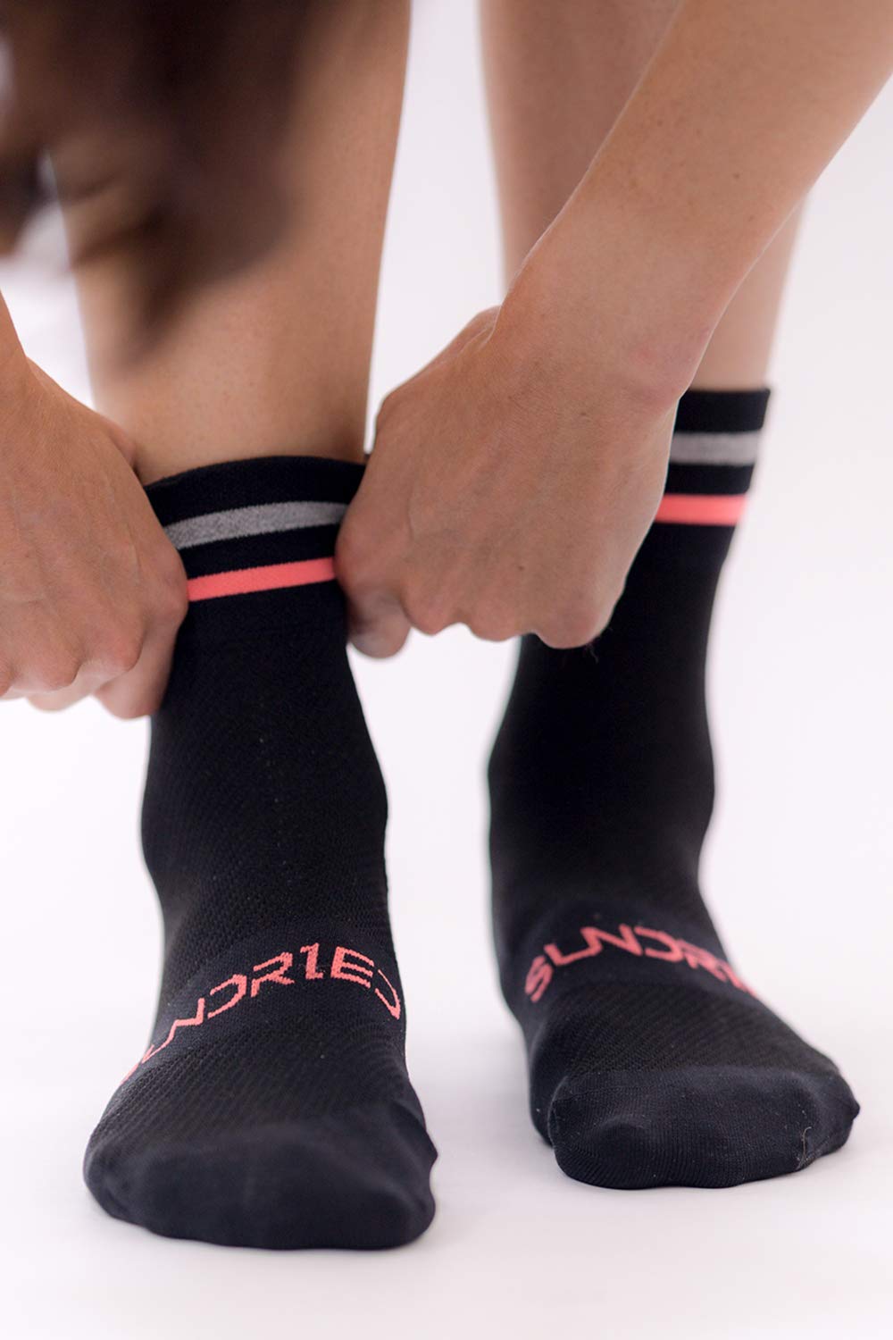 - Sundried Professional Cycle Crew Socks | Black Cycling Socks with Reflective Detail -