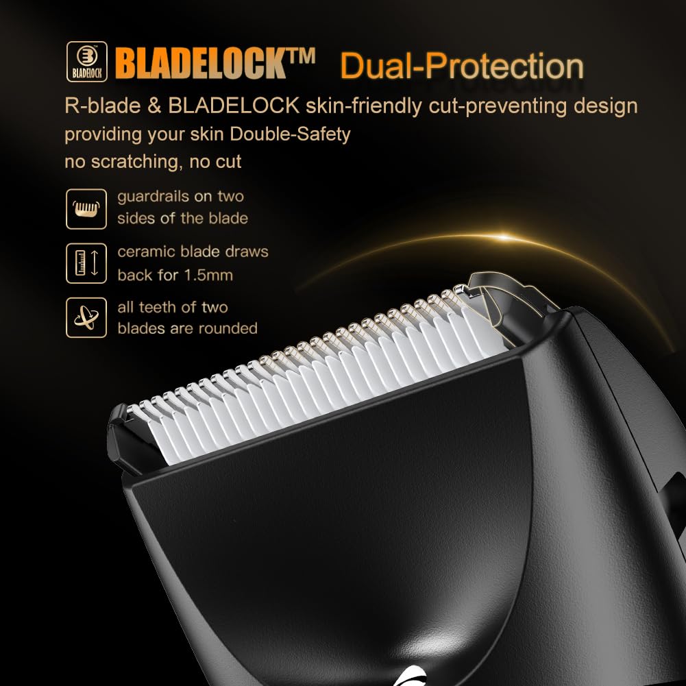 Body Hair Trimmer for Men, Electric Hair Clippers Ball Trimmer with Skin-Safe Blade, Waterproof Pubic Groin Hair Trimmer Grooming Kit with LCD Display & Recharge Dock