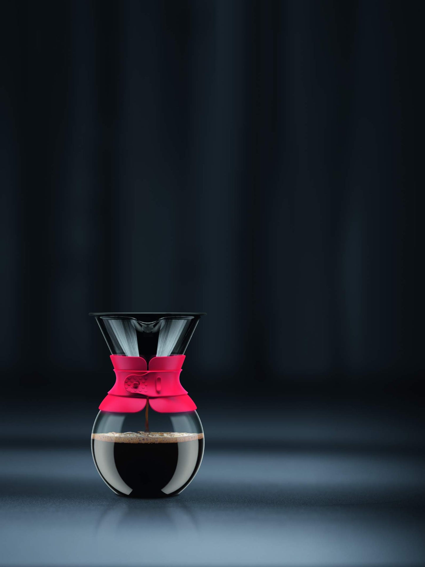 Bodum 34oz Pour Over Coffee Maker, High-Heat Borosilicate Glass with Reusable Stainless Steel Filter and Black Band - Made in Portugal