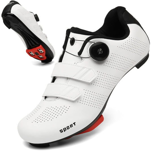 Cycling Shoes for Men Women Road Riding Shoe Compatible SPD Outdoor Indoor Cycling Shoes with Look Delta 218White47