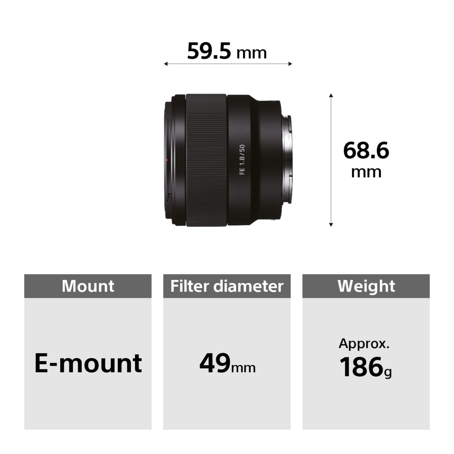 - Sony | E Mount Full Frame 50 mm F1.8 Prime Lens -