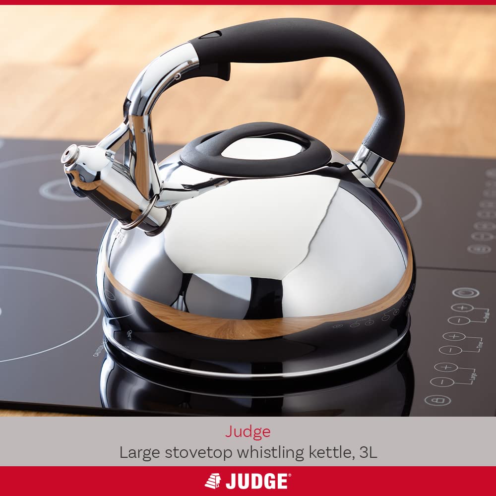 - Judge Large Stovetop Whistling Kettle | 3L | For Gas Stove or Induction Hob -