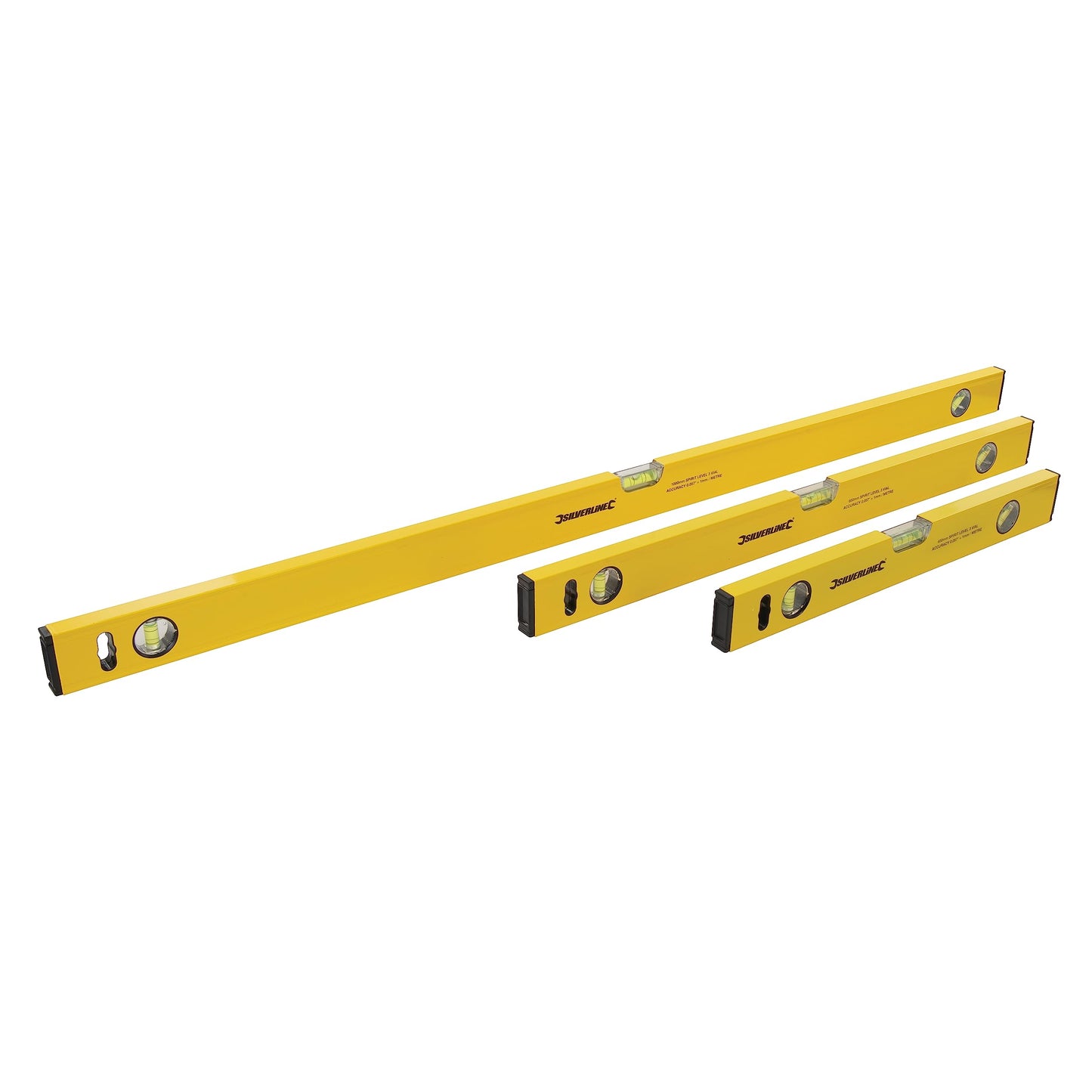 - Silverline Builders Level Set | 3pce 400, 600 & 1000mm | Yellow -