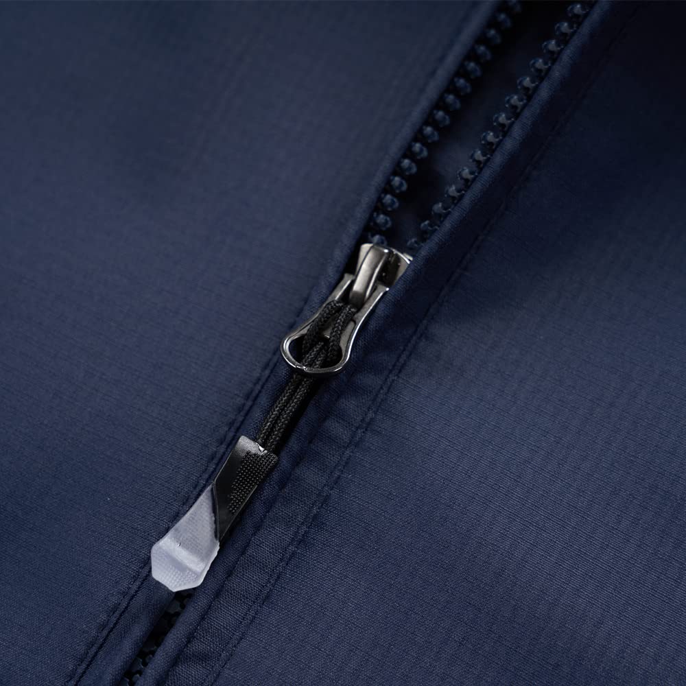 Blu Apparel Mens Waterproof Rain Jacket Premium Branded Walking Hiking Everyday wear Jacket Windproof (UK, Alpha, L, Regular, Regular, Navy)