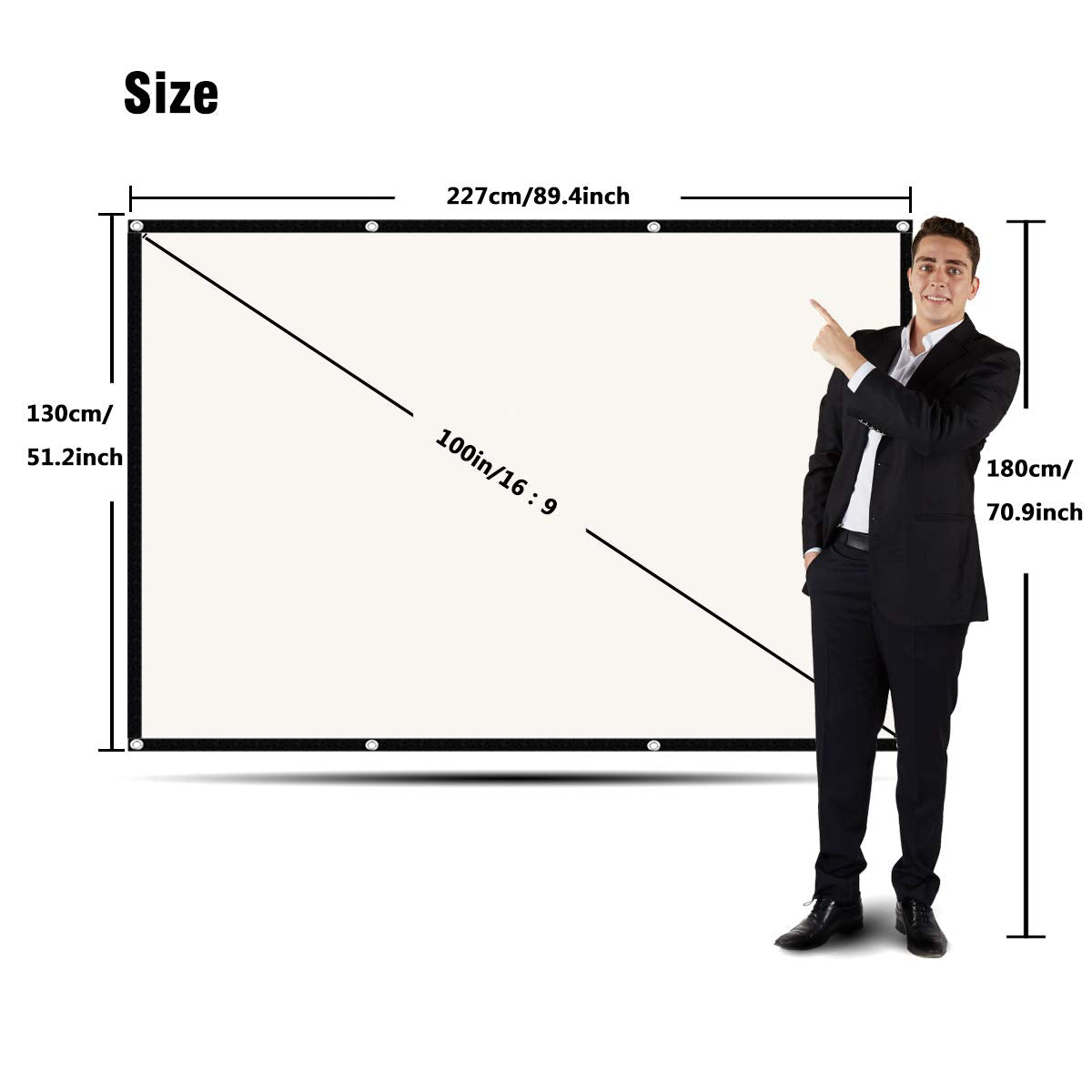 - Projector Screen 100 Inch | Portable Projector Screen | 16:9 HD 4K Screen -
