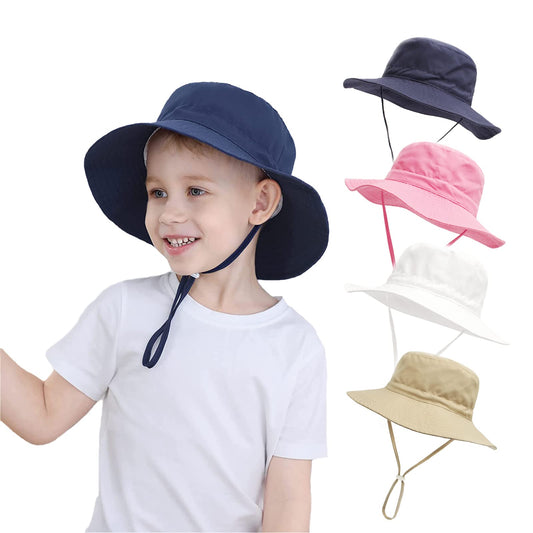 - YANWANG Baby Kids Adjustable Bucket Sun Hat, UPF 50+ Sun Protection Beach Cap