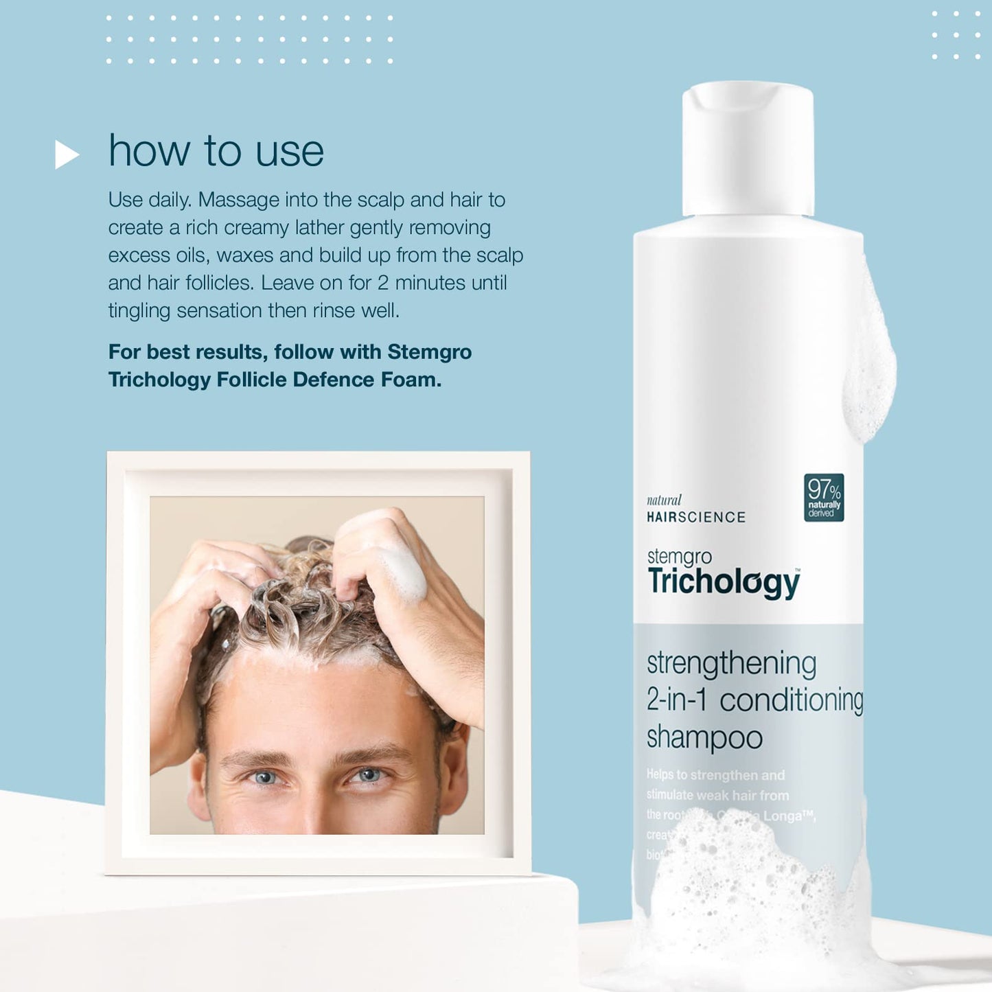 - Stemgro Trichology | Mens Hair Loss Shampoo and Conditioner | 2-in-1 | 300ml | Hair Growth Treatment for Men -