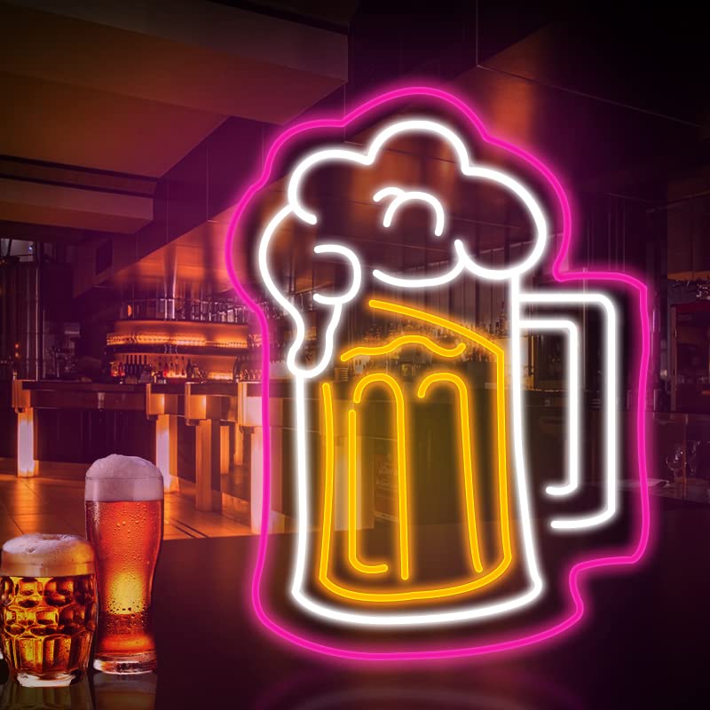 - Eufrozy Beer Neon Sign Light | Dimmable LED Neon Light Signs | Acrylic Board | USB Powered Wall Light -