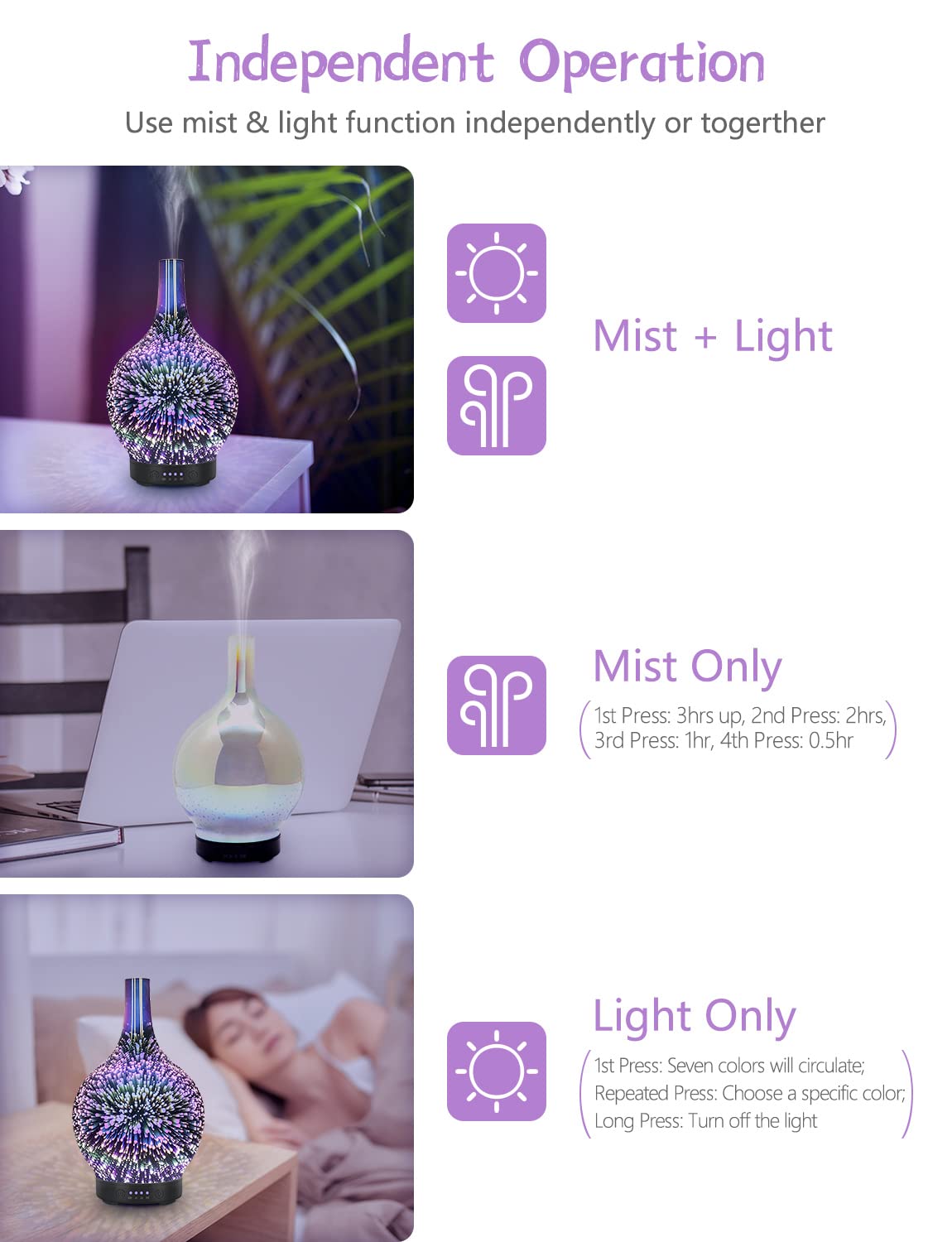 - Essential Oil Diffuser | Glass Aromatherapy | Electric Ultrasonic Cool Mist | Aroma Diffuser Scented Oil -