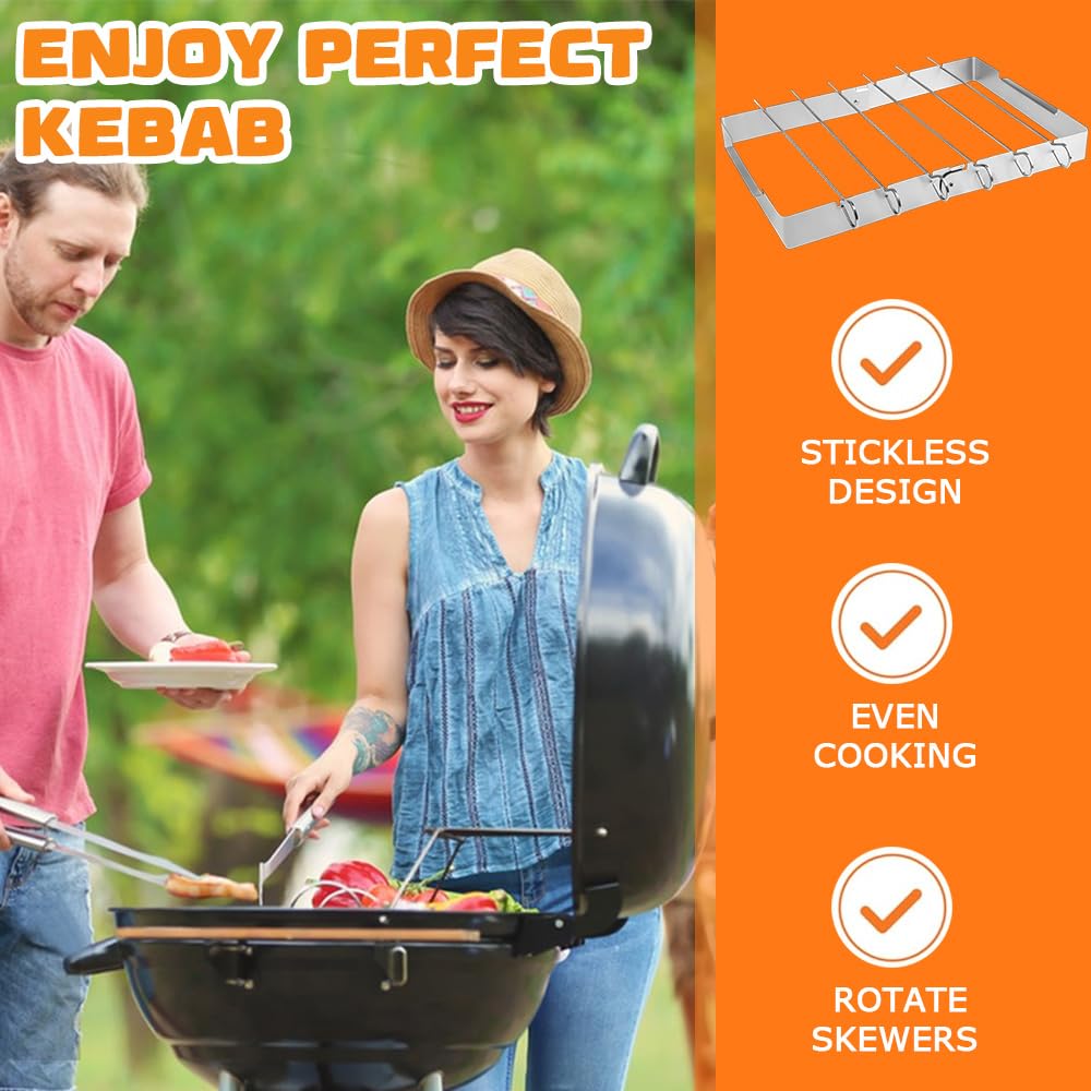 - KARBAG Barbecue Skewers & Rack Set | BBQ Kebab Rack With Oil Brushes -