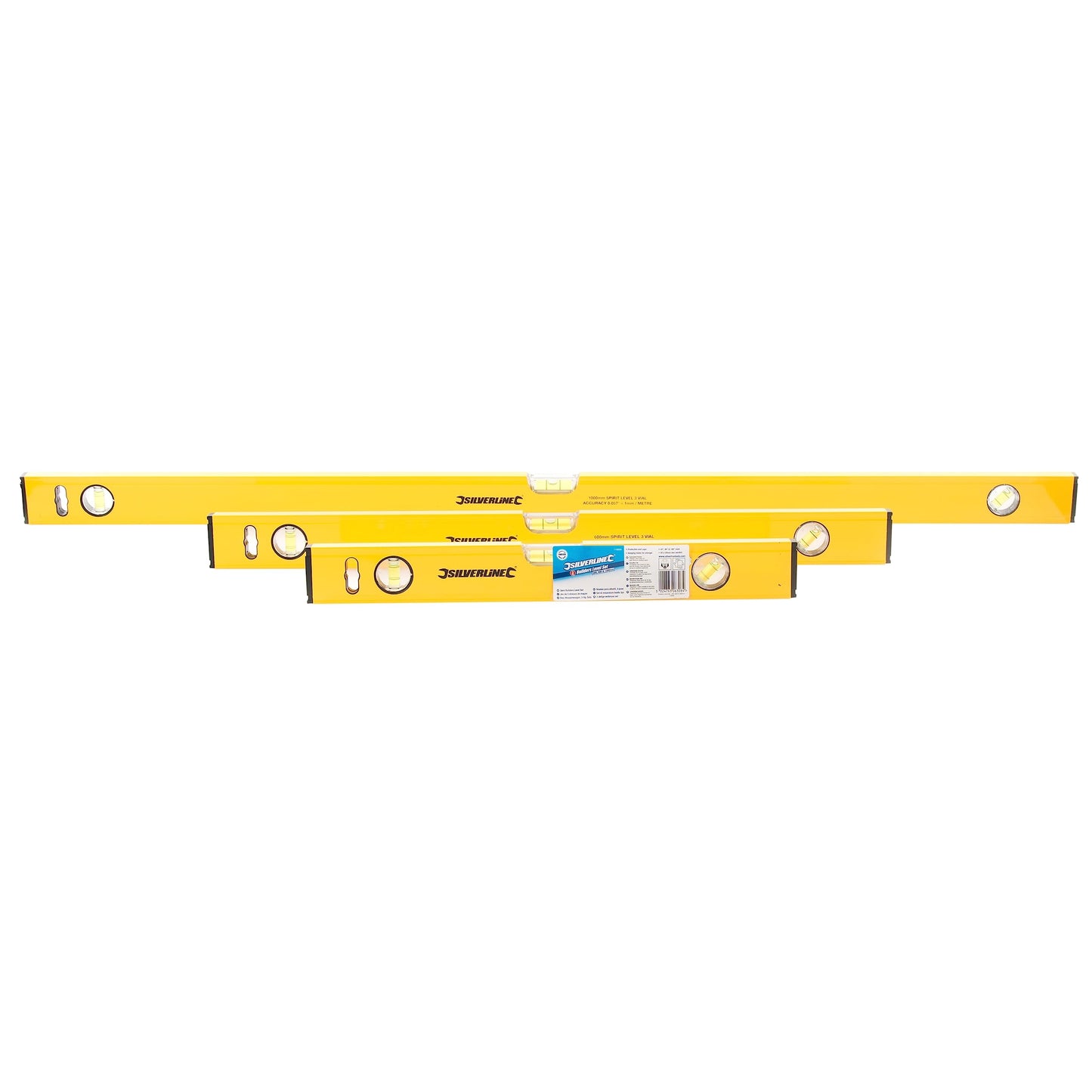 - Silverline Builders Level Set | 3pce 400, 600 & 1000mm | Yellow -