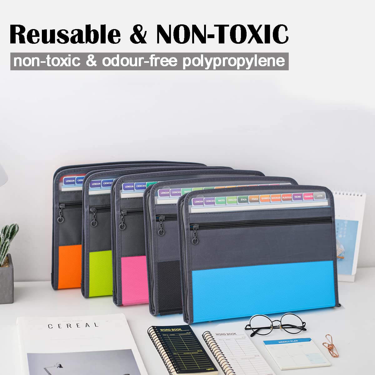 - TRANBO 13 Pockets Expanding File Folder | Zipper Closure | A4 Plastic Document Wallet -