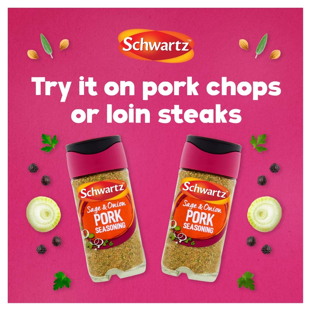 - Schwartz Sage & Onion Pork Seasoning 34 G | Jar | Pack of 6 | Full of Flavour | Expertly Blended with Onion, Sage & Parsley -