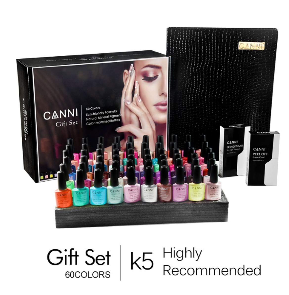 CANNI Gel Polish Kit 60pcs/set of 7.3ml Manicure Nail Art Salon UV Gel 18ml Peel Off Base Coat Long Wear Nowipe Topcoat