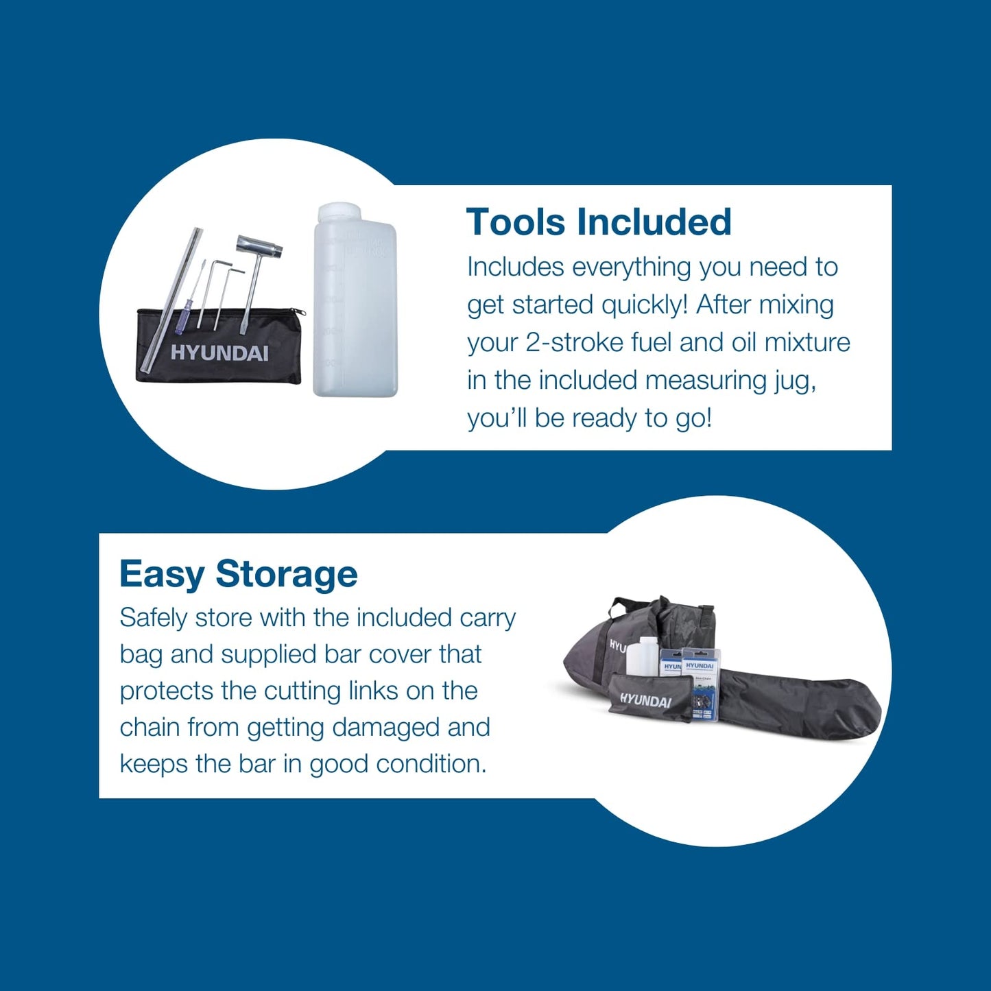 - Hyundai 62cc 20” Petrol Chainsaw | 2-Stroke Easy-Start -