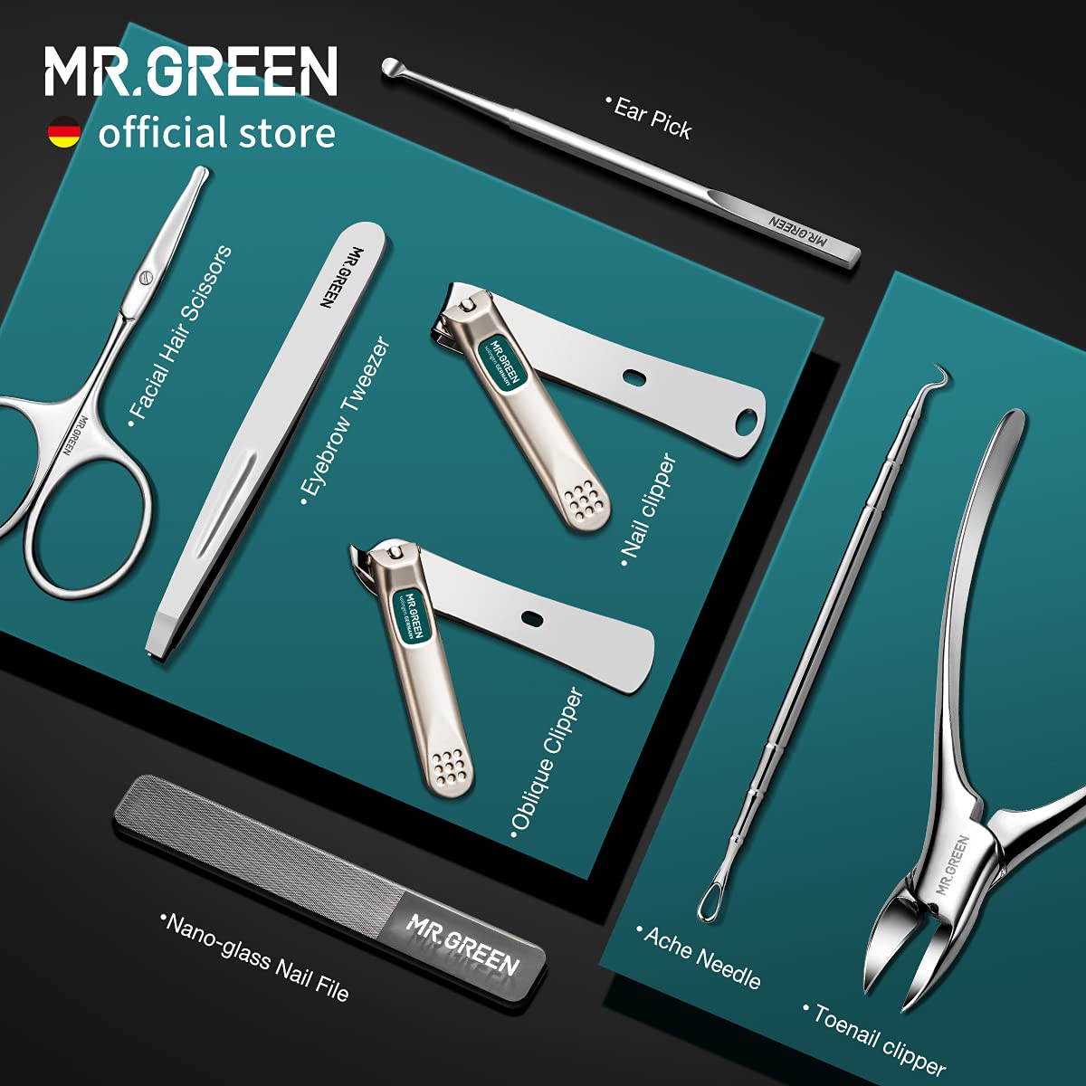- MR.GREEN Manicure Set | Pedicure Kit | Stainless Steel Nail Clipper Set -