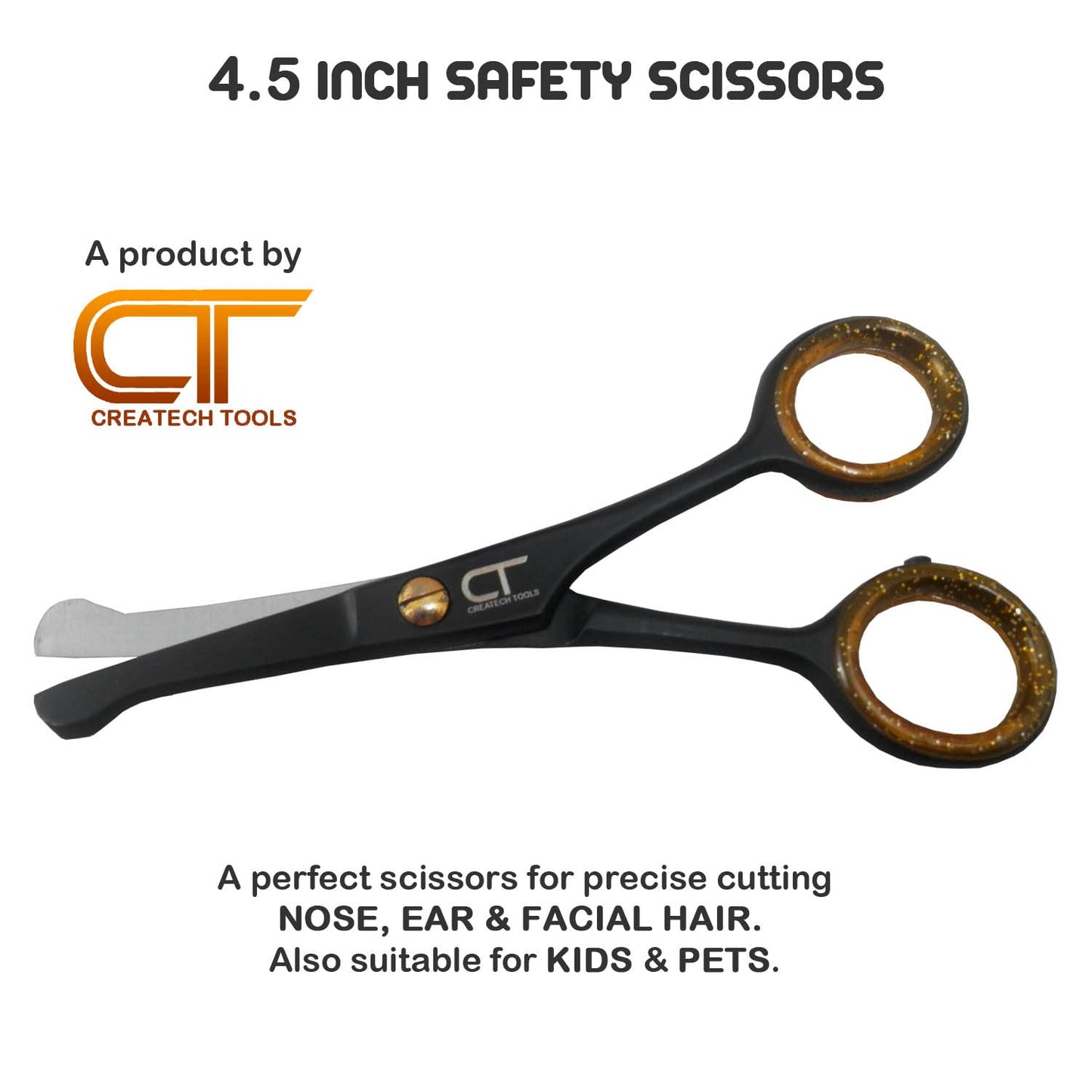 CT 4.5" Small Hair Scissors Set - Moustache & Beard Trimming for Men, Precise Facial Ear Nose Pubic Haircutting Round Tip Scissors for Baby Kids (Small Trimming Scissors Set)