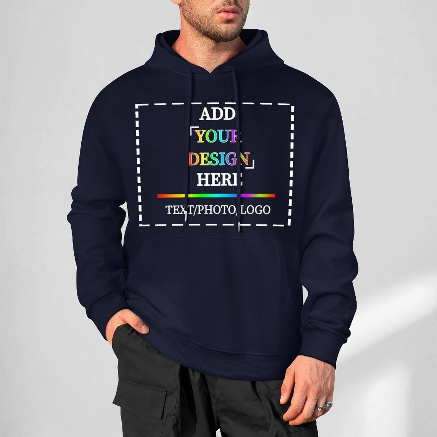 Custom Men's and Women's Hoodies Design Your Own Personalized DIY Pictures and Text Fall Winter Hooded Front (UK, Alpha, 5XL, Regular, Regular, Navy Blue)