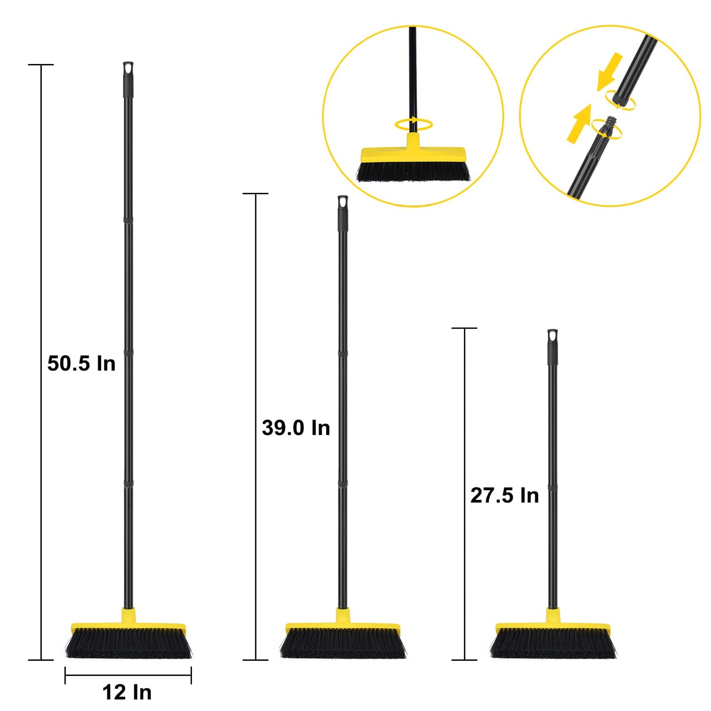 - Yard Brush Heavy Duty Outdoor Concrete Broom Telescopic Long Handle with Stiff Bristles for Cleaning Scrubbing Deck Driveway Yard Patio Wood Stone Tile Garden Warehouse Leaves Lawn