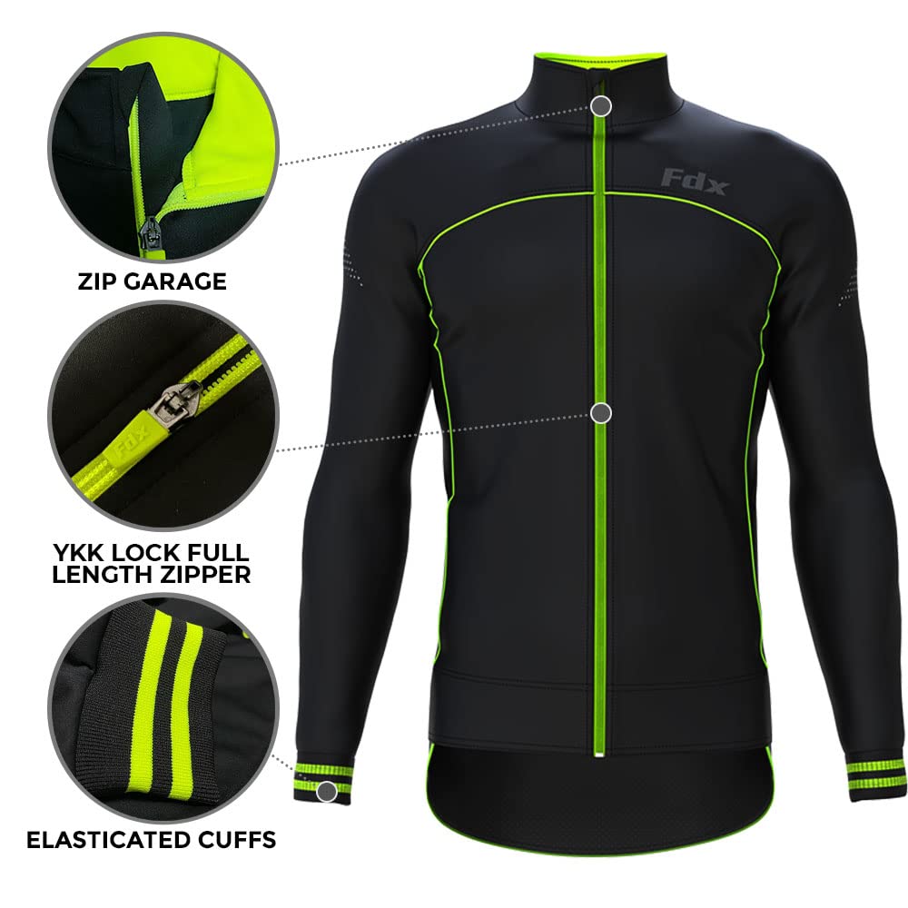 - FDX Men’s Winter Cycling Jacket | Windproof | Softshell Thermal Fabric -