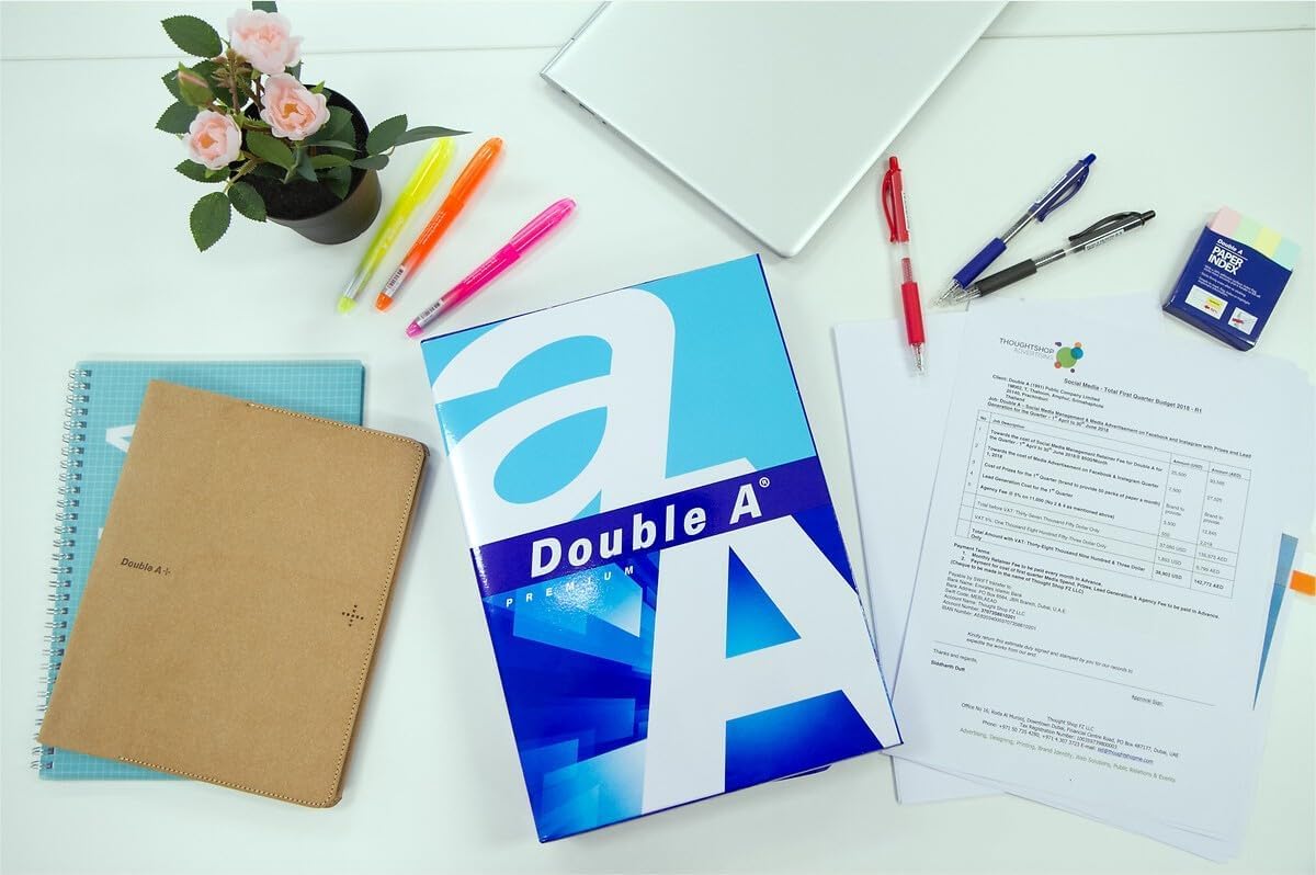 - Double A Office Quality A4 Printer Paper | 80 gsm | 1 Ream | 500 Sheets | White -