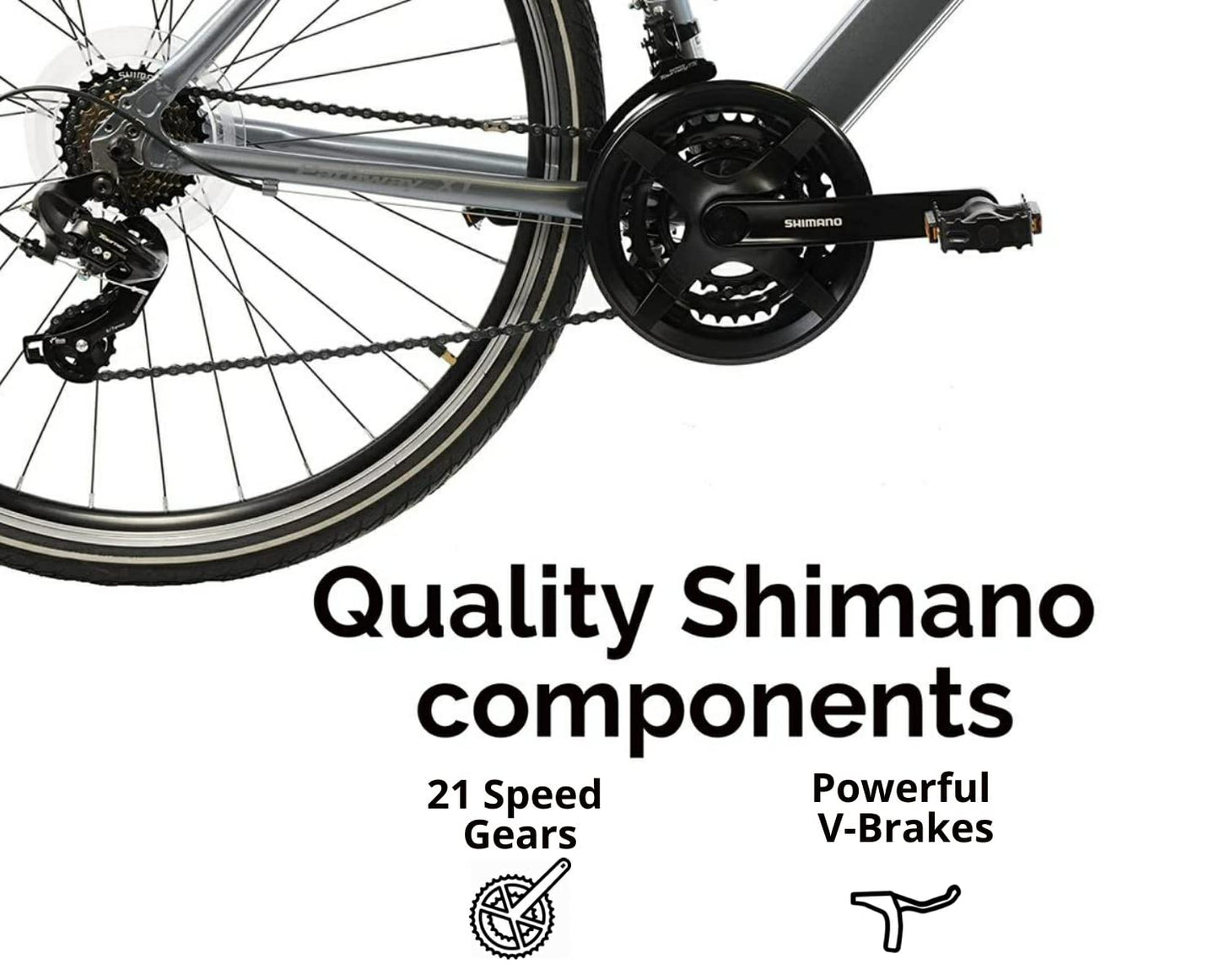 Ammaco Pathway X1 700c Hybrid Trekking Sports Commuter Urban Mens Bike 17" Frame Lightweight Grey 21 Speed