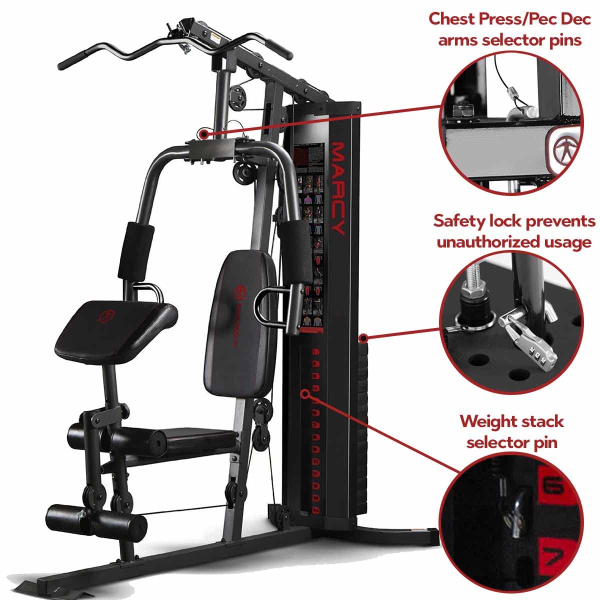 - Marcy Eclipse HG3000 Compact Home Gym with Weight Stack | 68 kg -