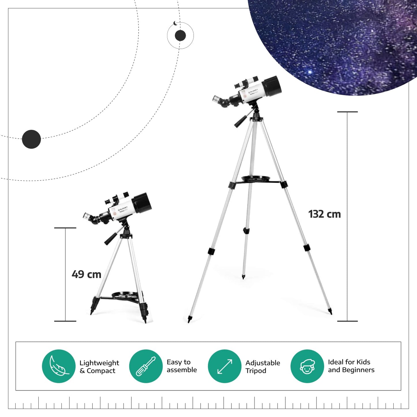 - Slokey Astronomy Telescope 40070-16x-120x Travel Scope | 2 Eyepieces | 3x Barlow Lens -