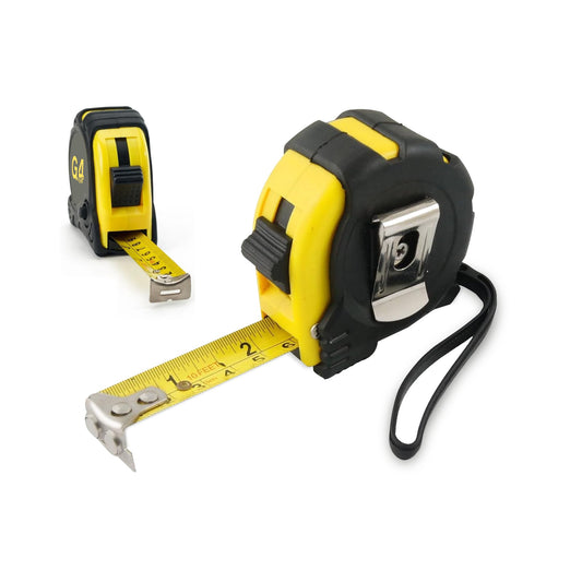 5 Meter Retractable Tape Measure Griplock Imperial Metric Measuring Metres (Black Yellow 5m 19mm)