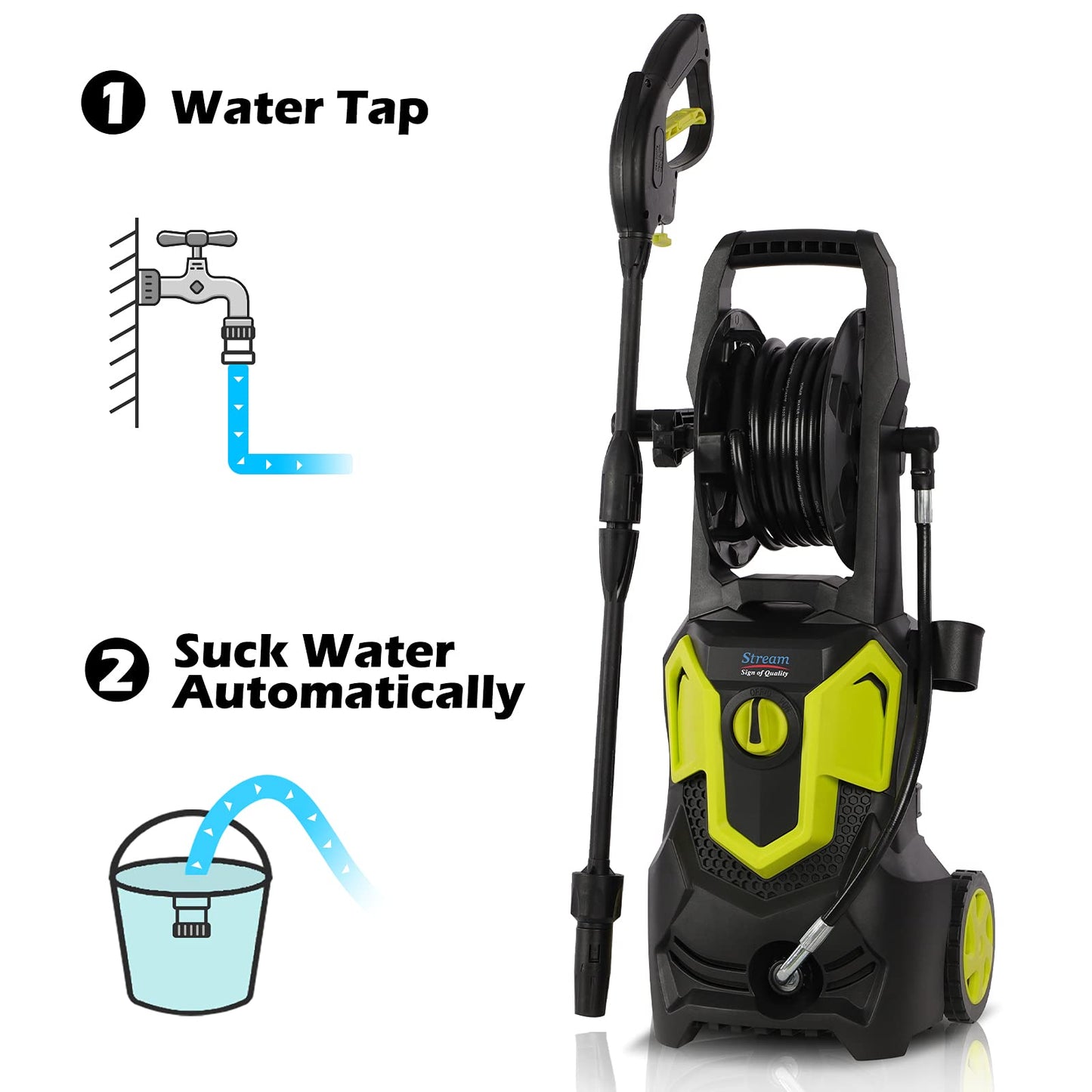 - Stream Electric Pressure Washer | 1650W 135 Bar 420L/H | Jet Washer Power -