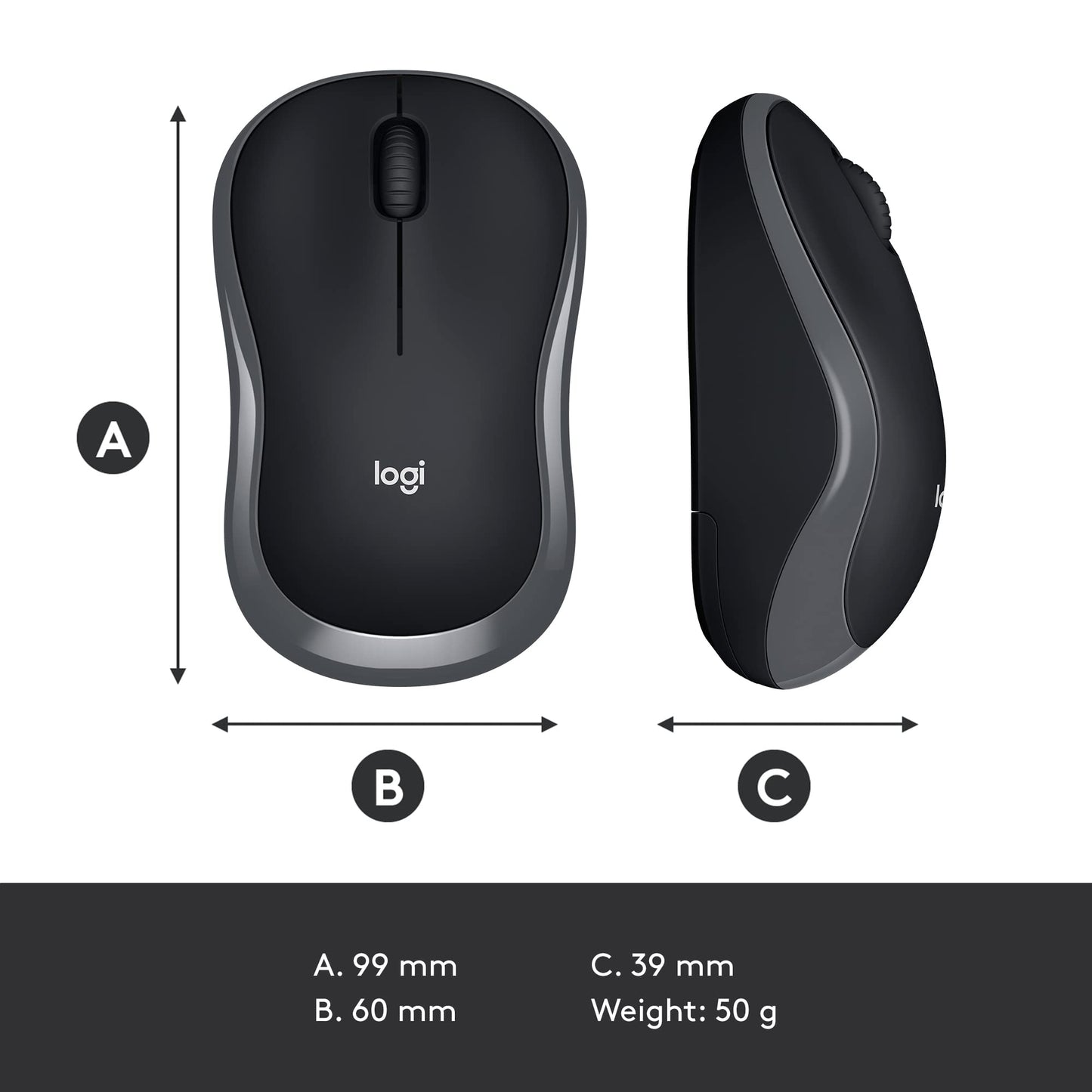 - Logitech M185 Wireless Mouse | 2.4GHz with USB Mini Receiver | 12-Month Battery Life -