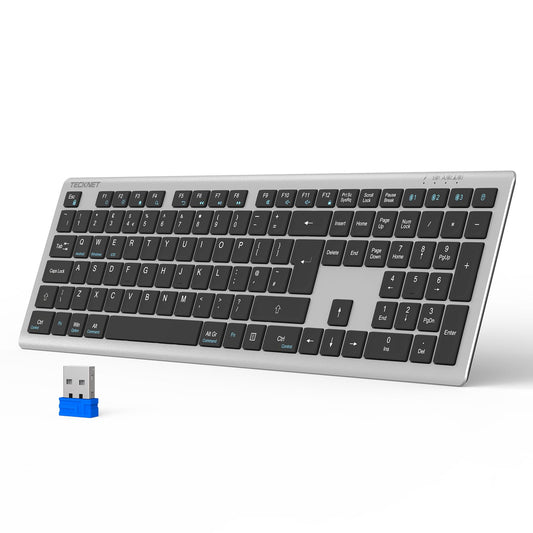 - TECKNET Wireless Keyboard | Rechargeable 2.4GHz | USB Bluetooth Keyboard -
