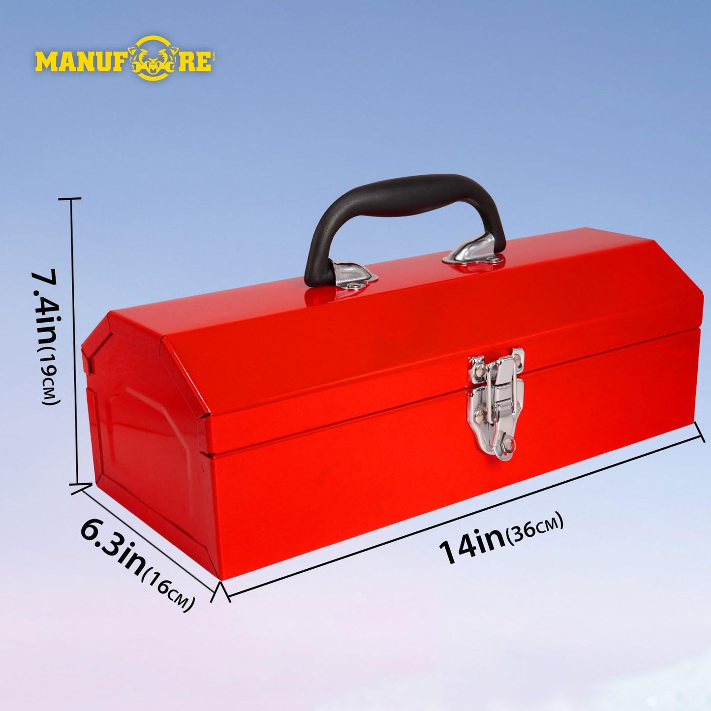 - MANUFORE 16" Metal Tool Box | Lightweight and Sturdy Storage Box -