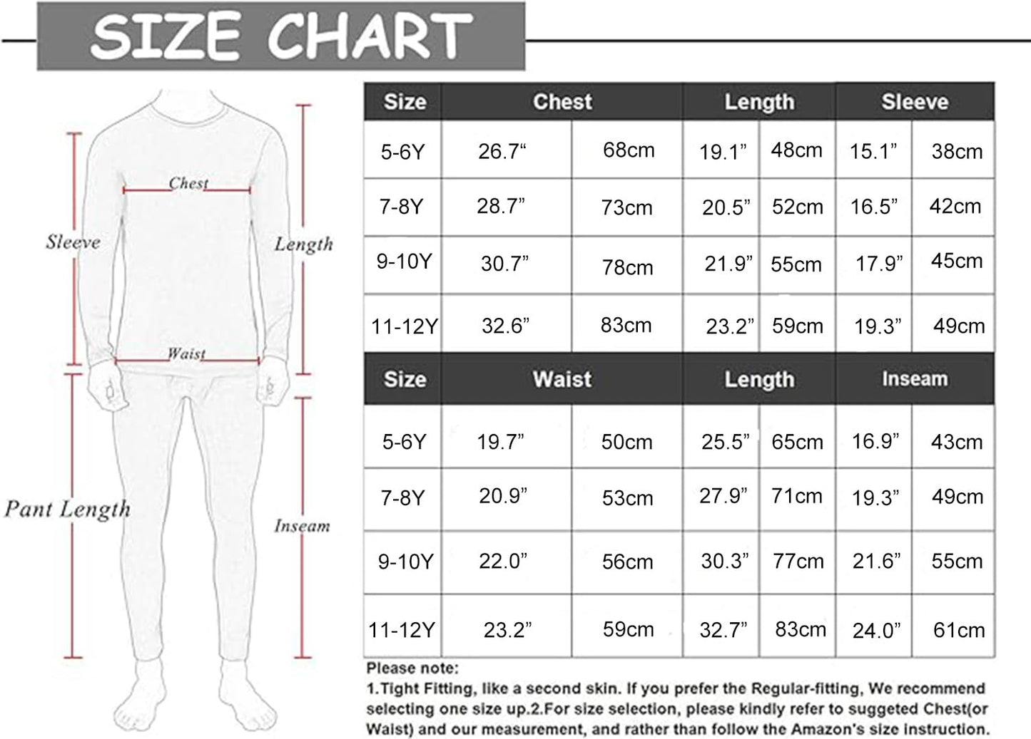 - LANBAOSI Kids Ski Thermal Underwear Set | Children Boys Fleece Base Layer & Long Johns Bottoms -