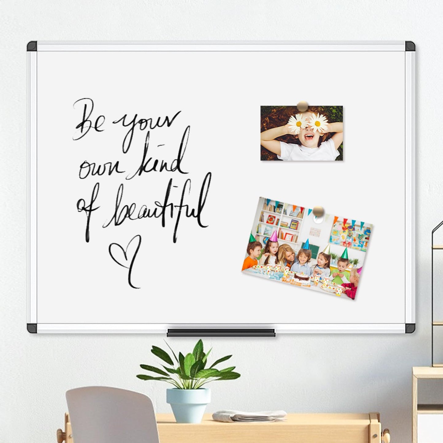 - VIZ-PRO Magnetic Dry Erase Board, Silver Aluminium Frame, 60 x 45 cm -