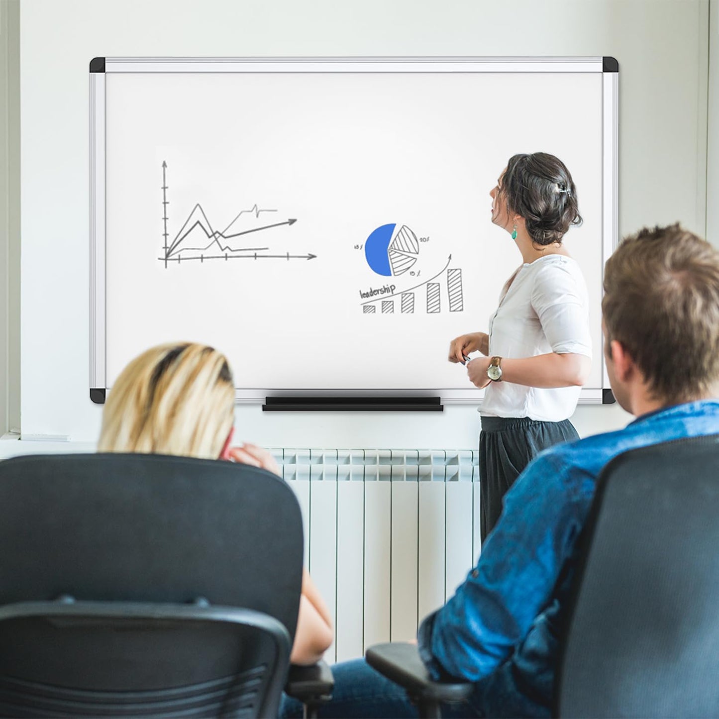 - VIZ-PRO Magnetic Dry Erase Board, Silver Aluminium Frame, 60 x 45 cm -