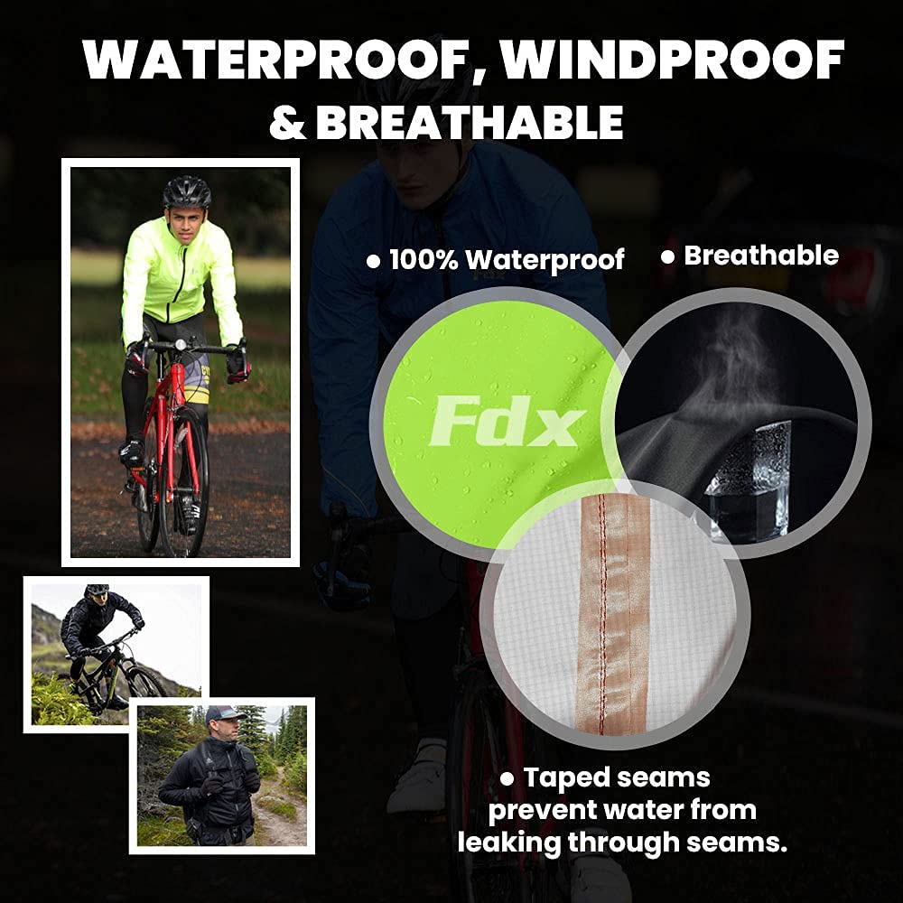 - Fdx Men’s Cycling Jacket | Waterproof Lightweight Breathable MTB Cycle Rain Tops -