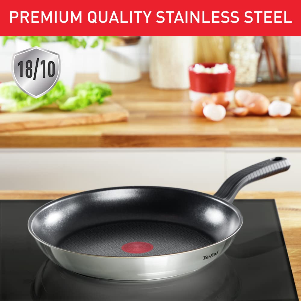 - Tefal Comfort Max | Pan Set | 14cm Milkpan, 16cm and 18cm Saucepans with Lids | 20cm and 24cm Frying Pans | Silver -