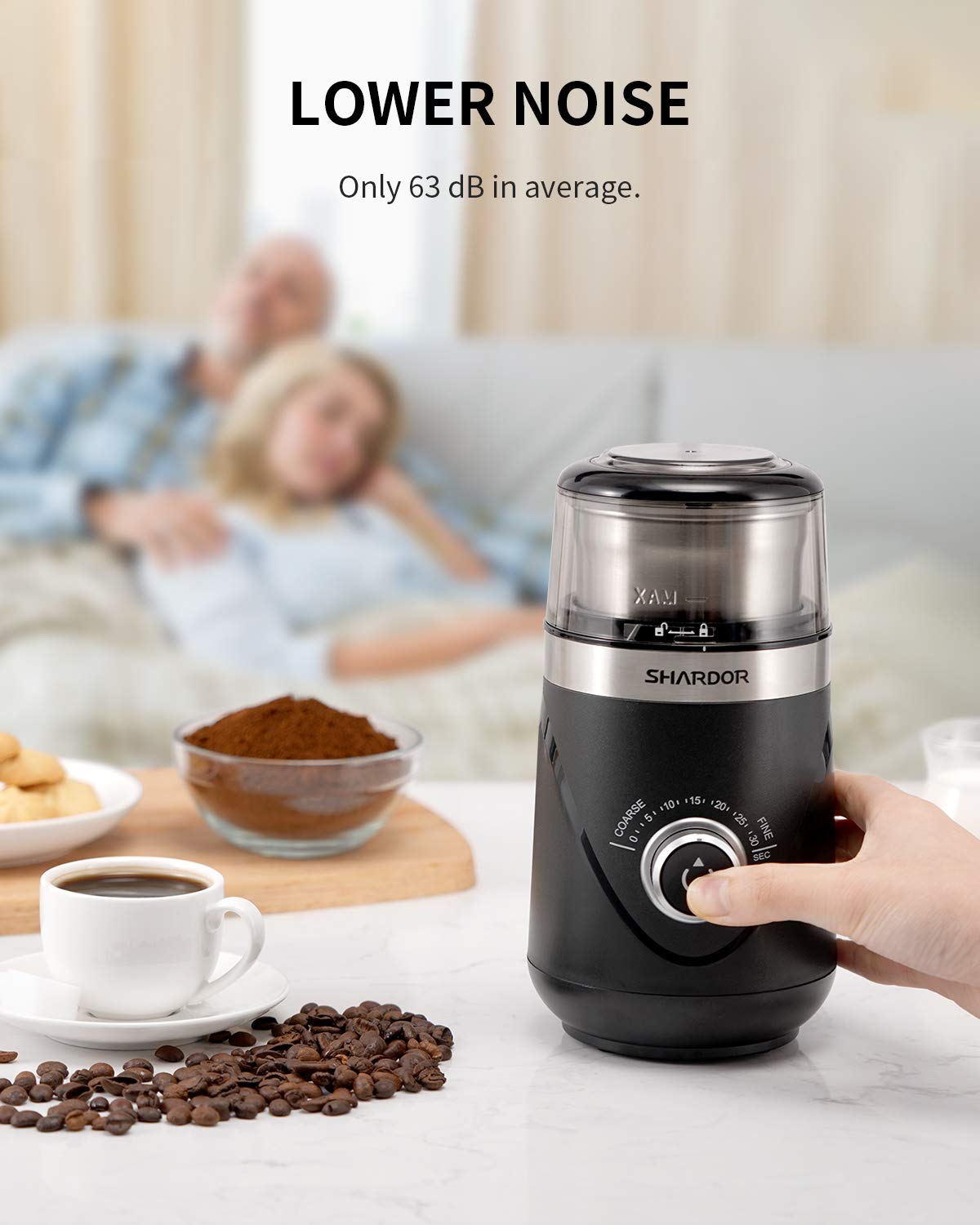 - SHARDOR Coffee Grinder Electric | Adjustable Precision Setting | Removable Stainless Steel Cup -