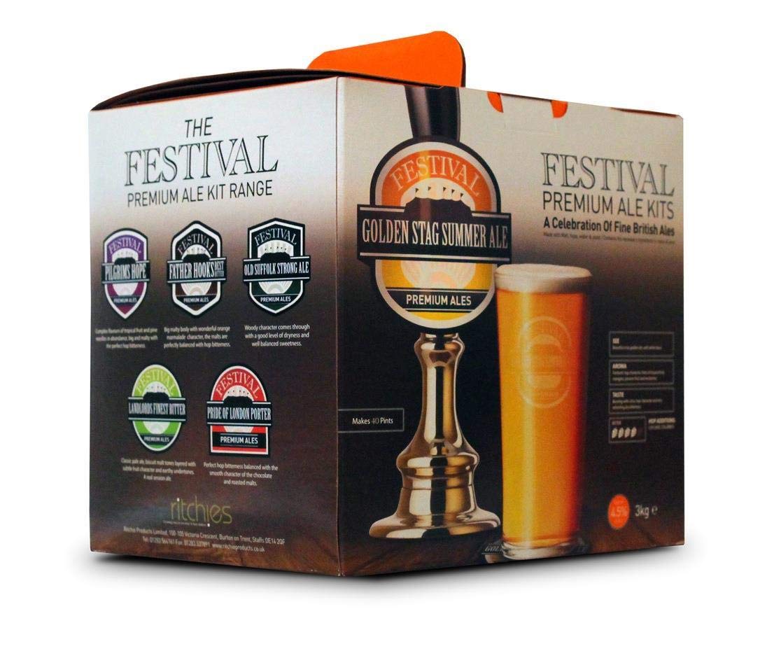 - Homebrew & Wine Making | Festival Premium Ale | Golden Stag Summer Ale | 40 Pint Home Brew Beer Kit -