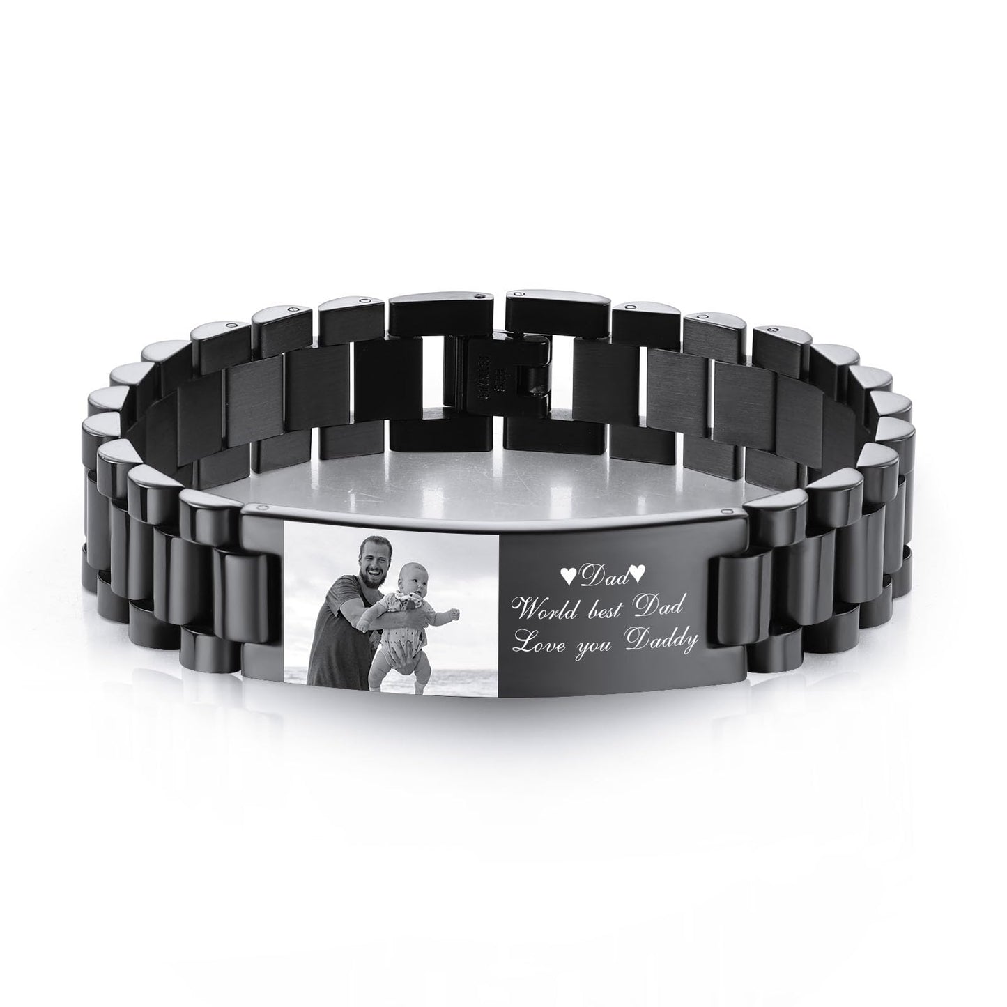 - INBLUE Personalized Bracelet For Dad - Engraved Names -