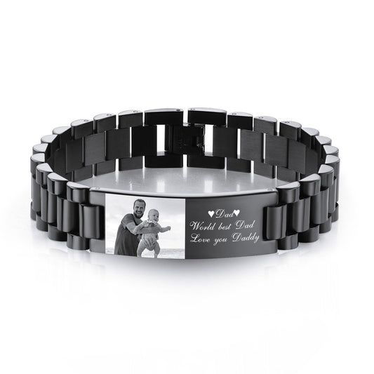 - INBLUE Personalized Bracelet For Dad - Engraved Names -