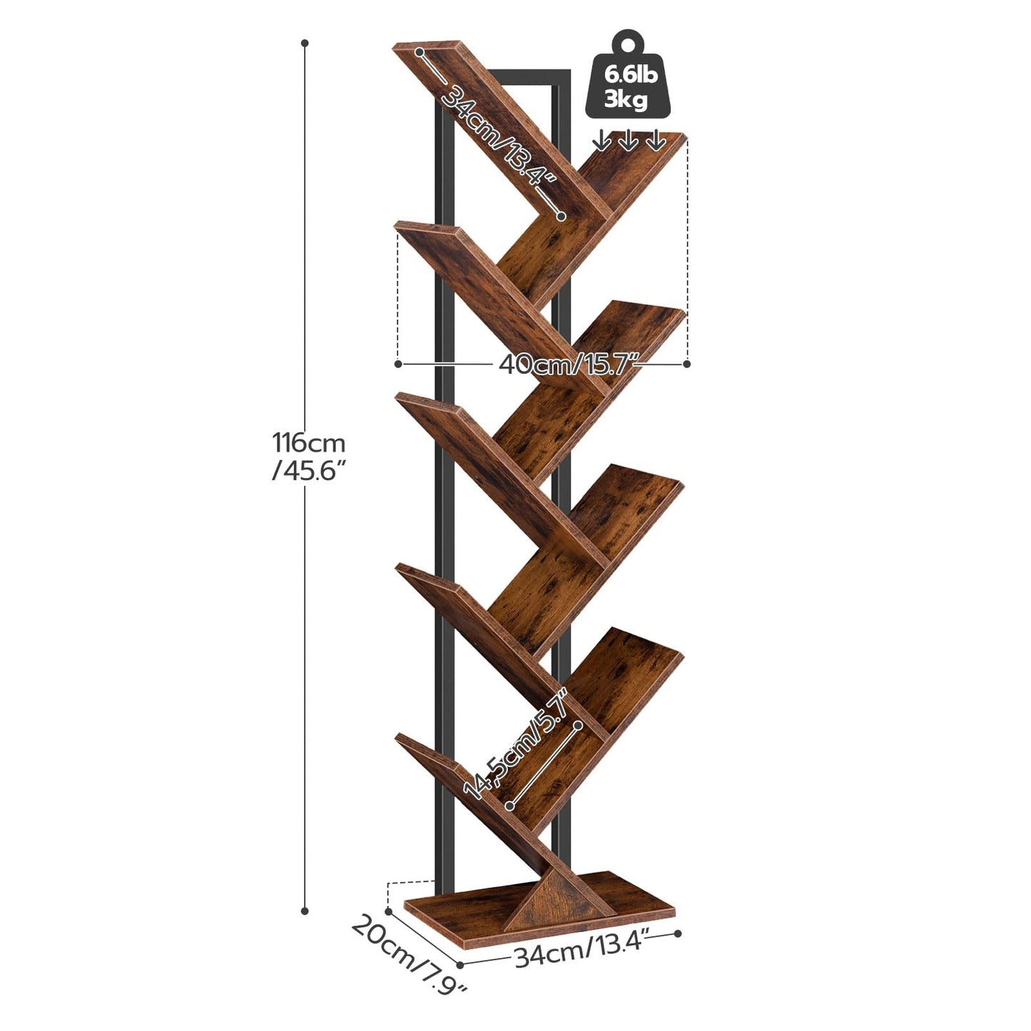 - HOOBRO Tree Bookshelf Tall, 9-Tier Floor Standing Book Shelf -