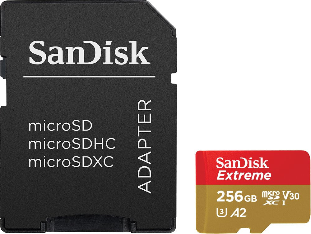 - SanDisk 256GB Extreme microSDXC card | SD adapter | RescuePRO Deluxe -