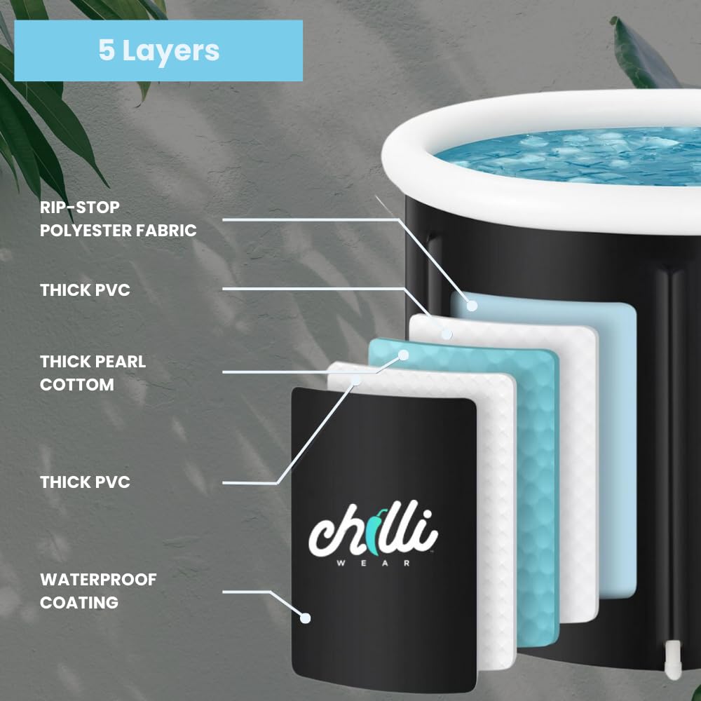 Chilli Wear Ice Bath: Large 470 LitreOutdoor Cold Plunge Therapy Tub, Spacious Recovery Pod with Lid, All-Weather Protection, Portable & Versatile for Ultimate Ice Bath Experience!