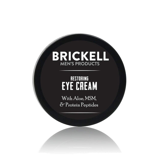 Brickell Men's Restoring Eye Cream for Men, Natural and Organic Anti Aging Eye Balm To Reduce Puffiness, Wrinkles, Dark Circles, Crows Feet and Under Eye Bags, 15 mL, Unscented